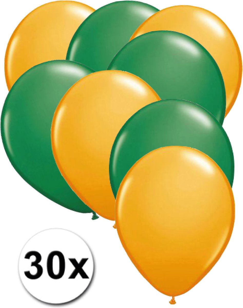 Ballonnen Oranje & Groen 30 stuks 27 cm